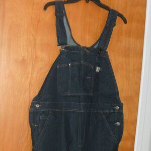Carhartt Women’s dark Denim Blue Jean Bib Overalls Size L 12/14 Regular WR008